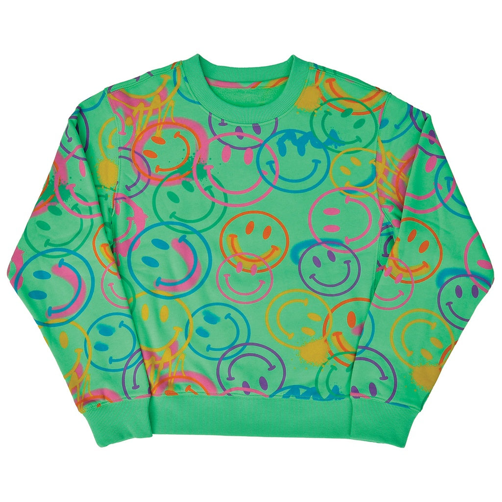 All over Smile Glam Green Crew Sweatshirt