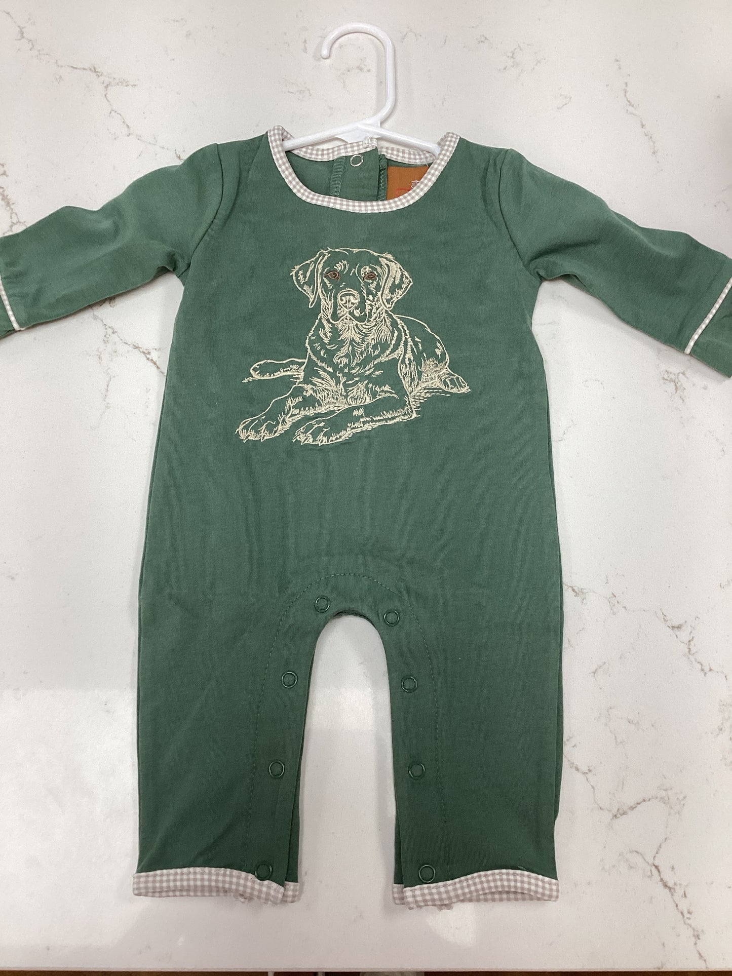 MJ Gingham Green Dog Romper