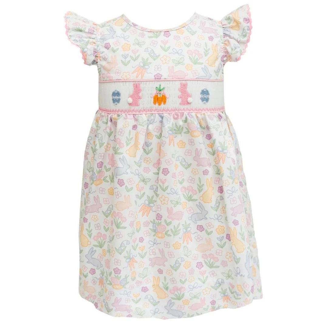 Krewe Smocked Bunny Garden Dress