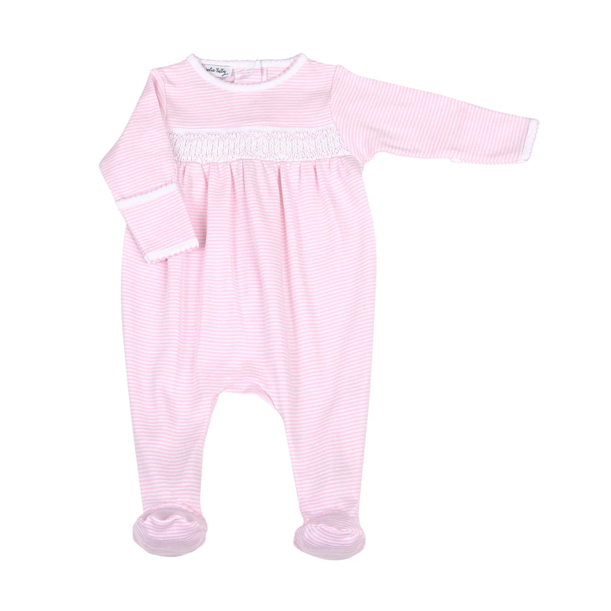 Mini Stripes Smocked Footie - Pink