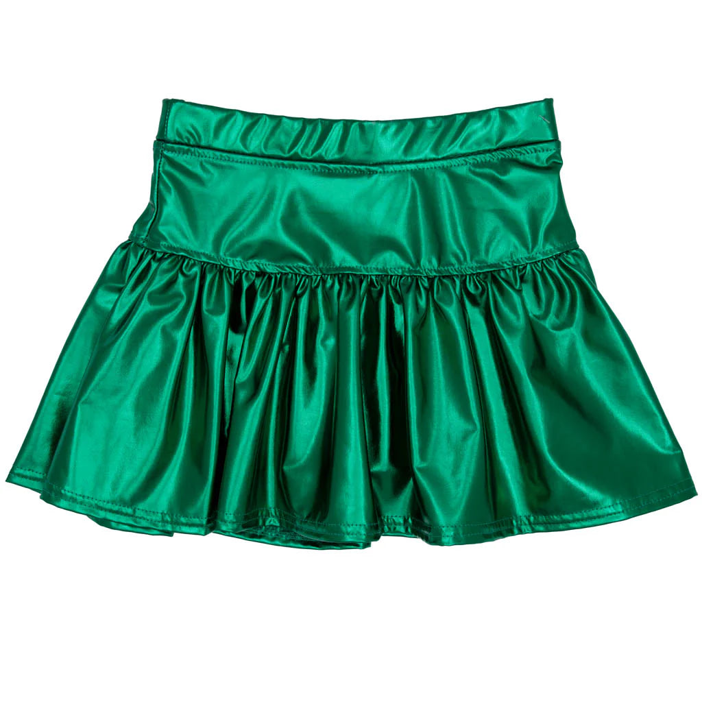 Metallic Green Gathered Skort