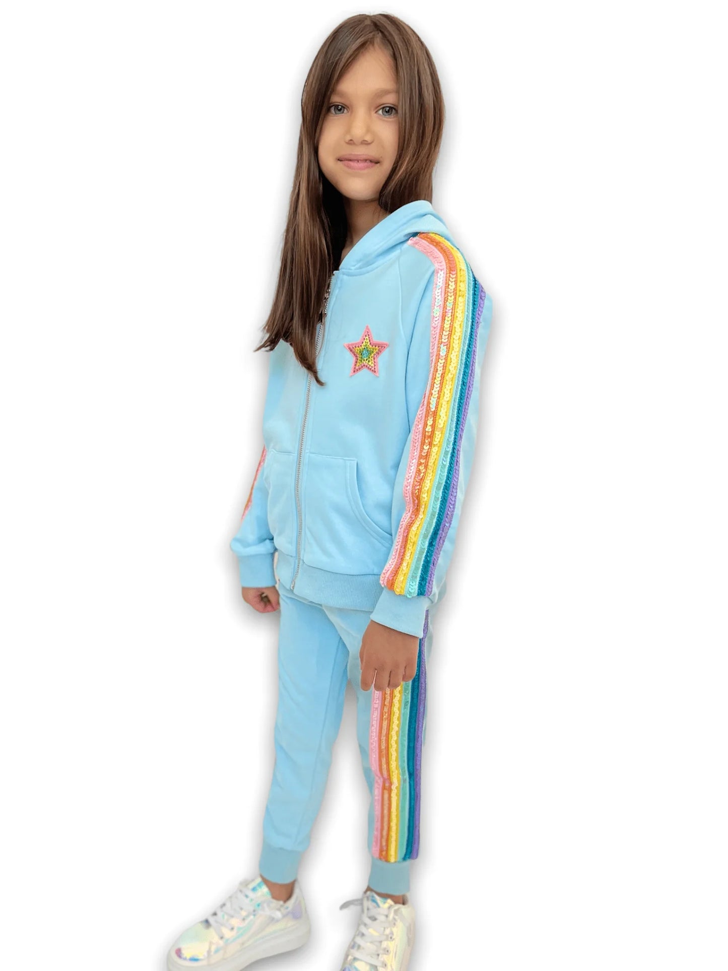 Baby Blue Rainbow Sequin Jogger Set