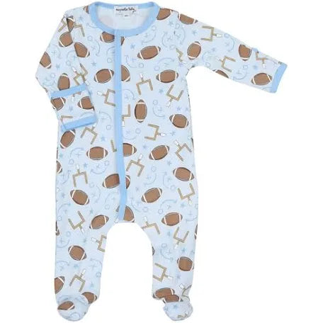 Magnolia Baby | Zipper Footie | Kick Off! Blue