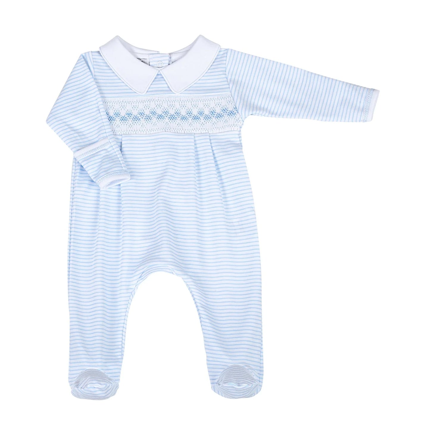 Lilly and Logan Smocked Footie - Blue
