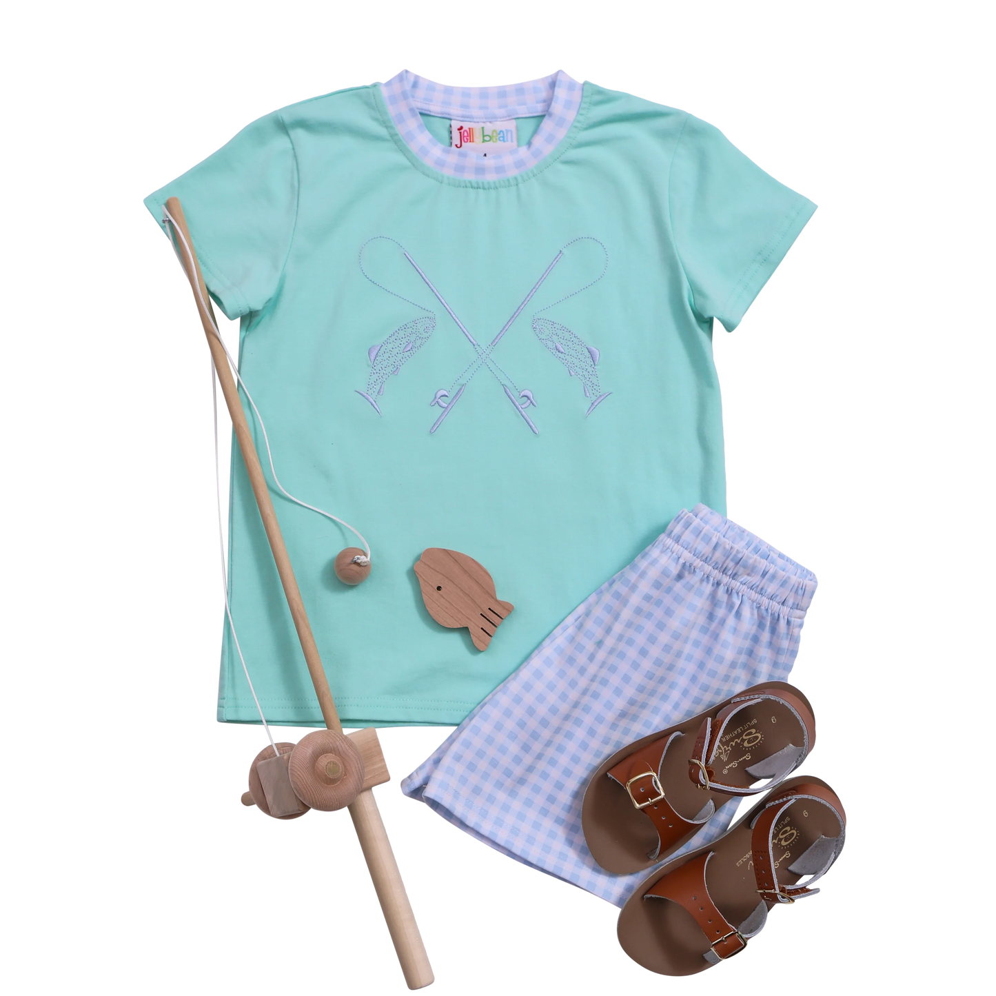 Fishing Embroidery Short set