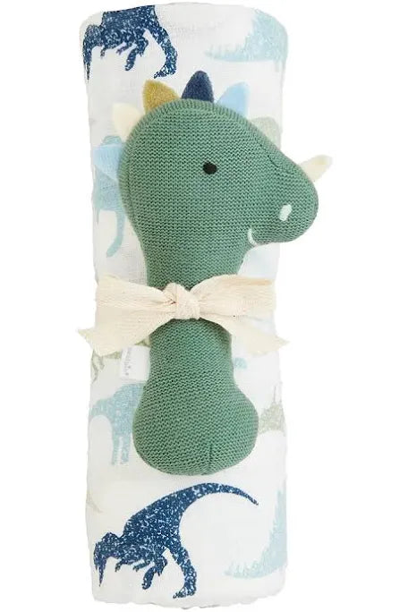 Dino Swaddle with Rattle