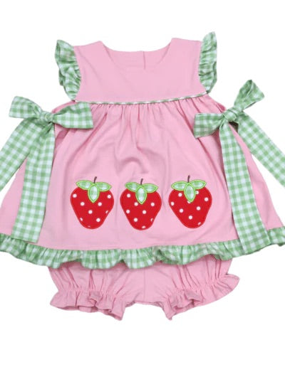 Strawberry Tie Bloomer Set- Three Sisters