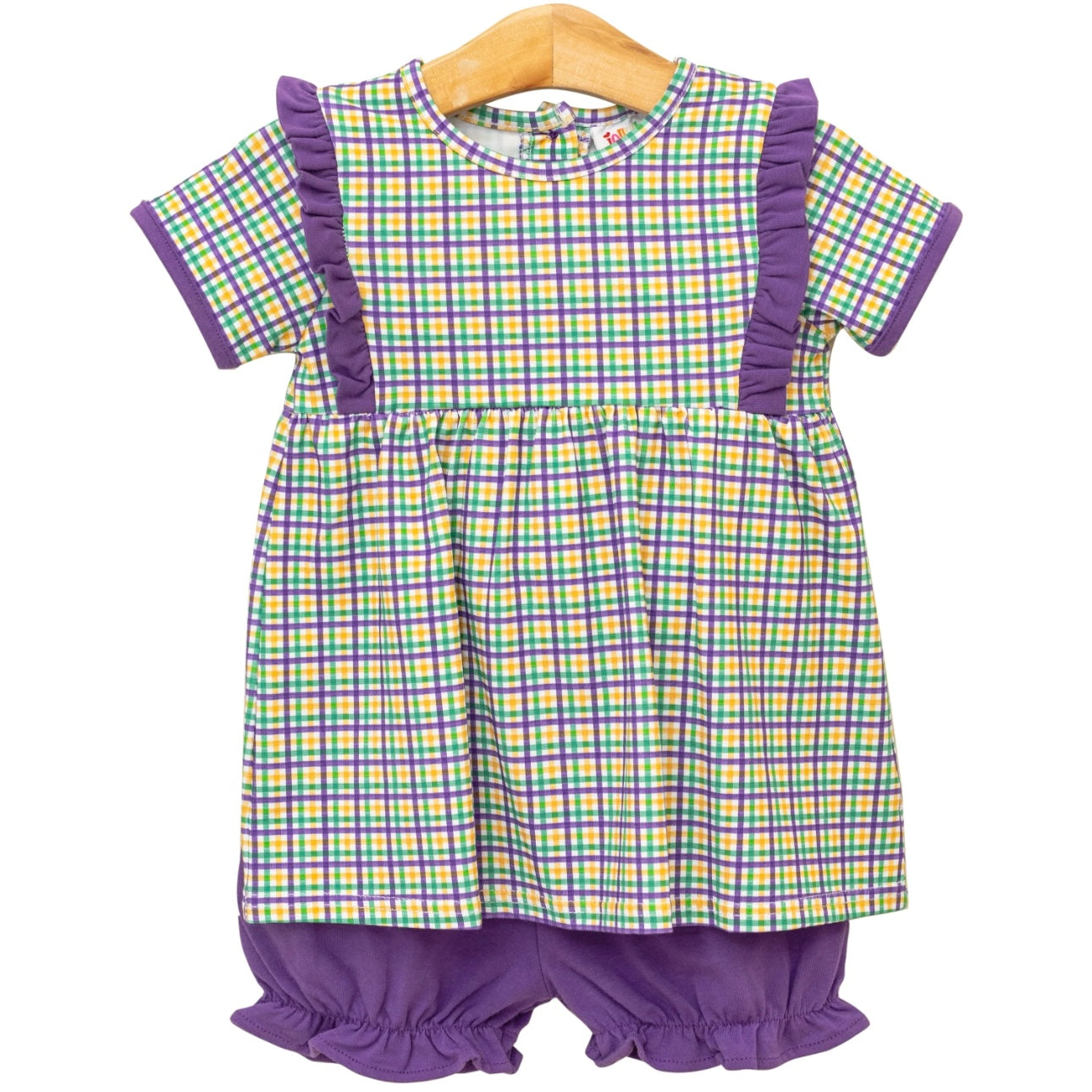 Mardi Gras Plaid Bloomer Set
