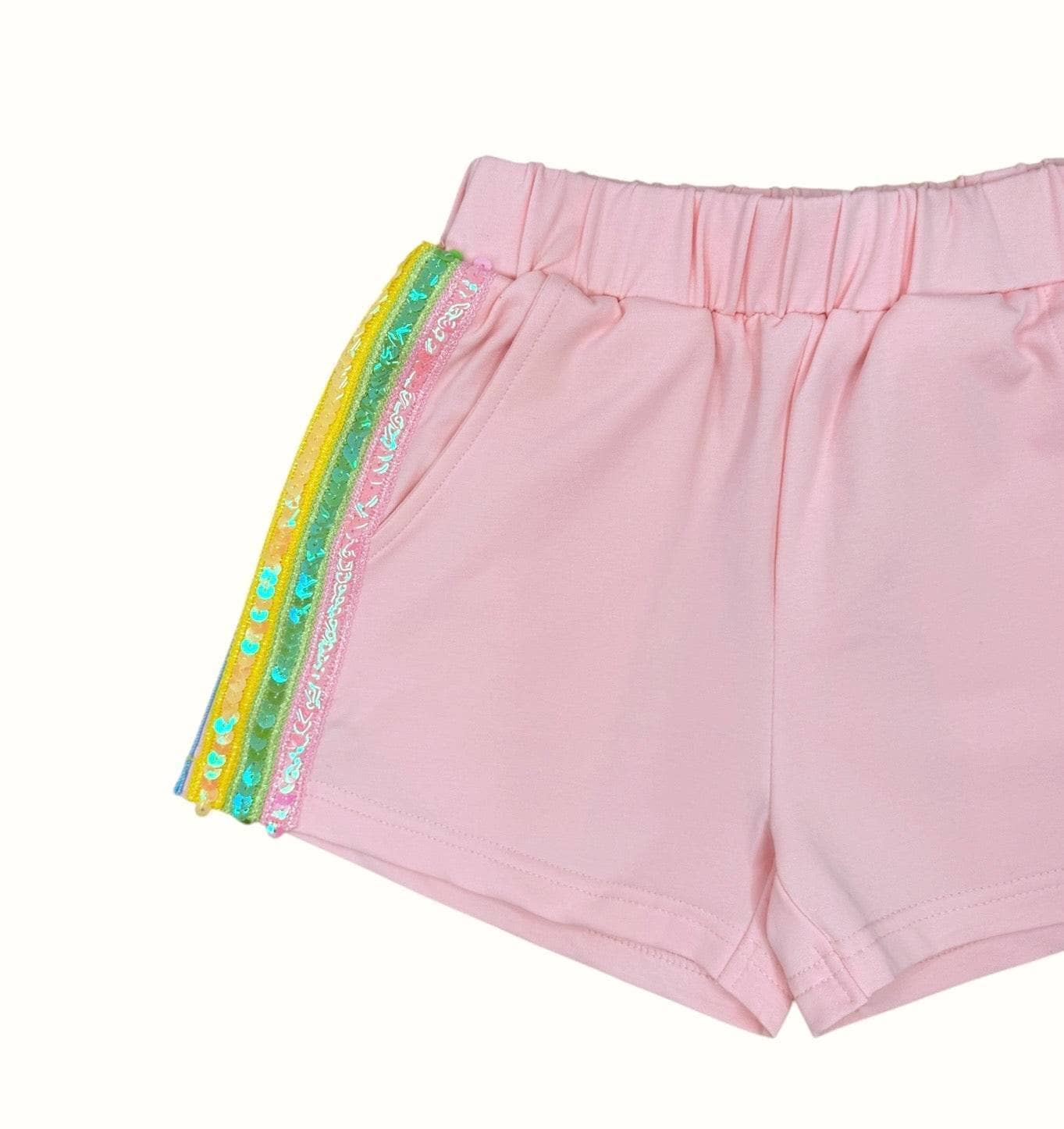 PINK RAINBOW STRIPE SHORT SET