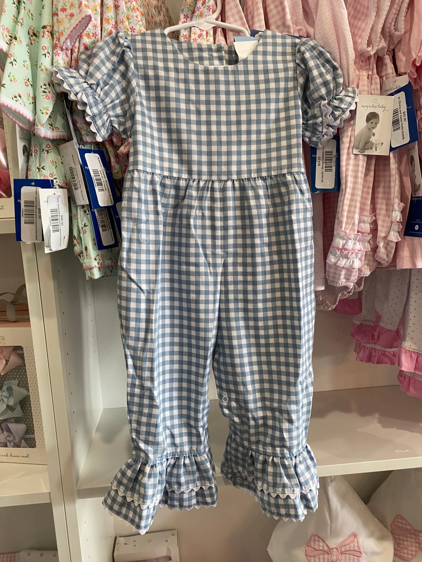 Blue Gingham Gabby Romper