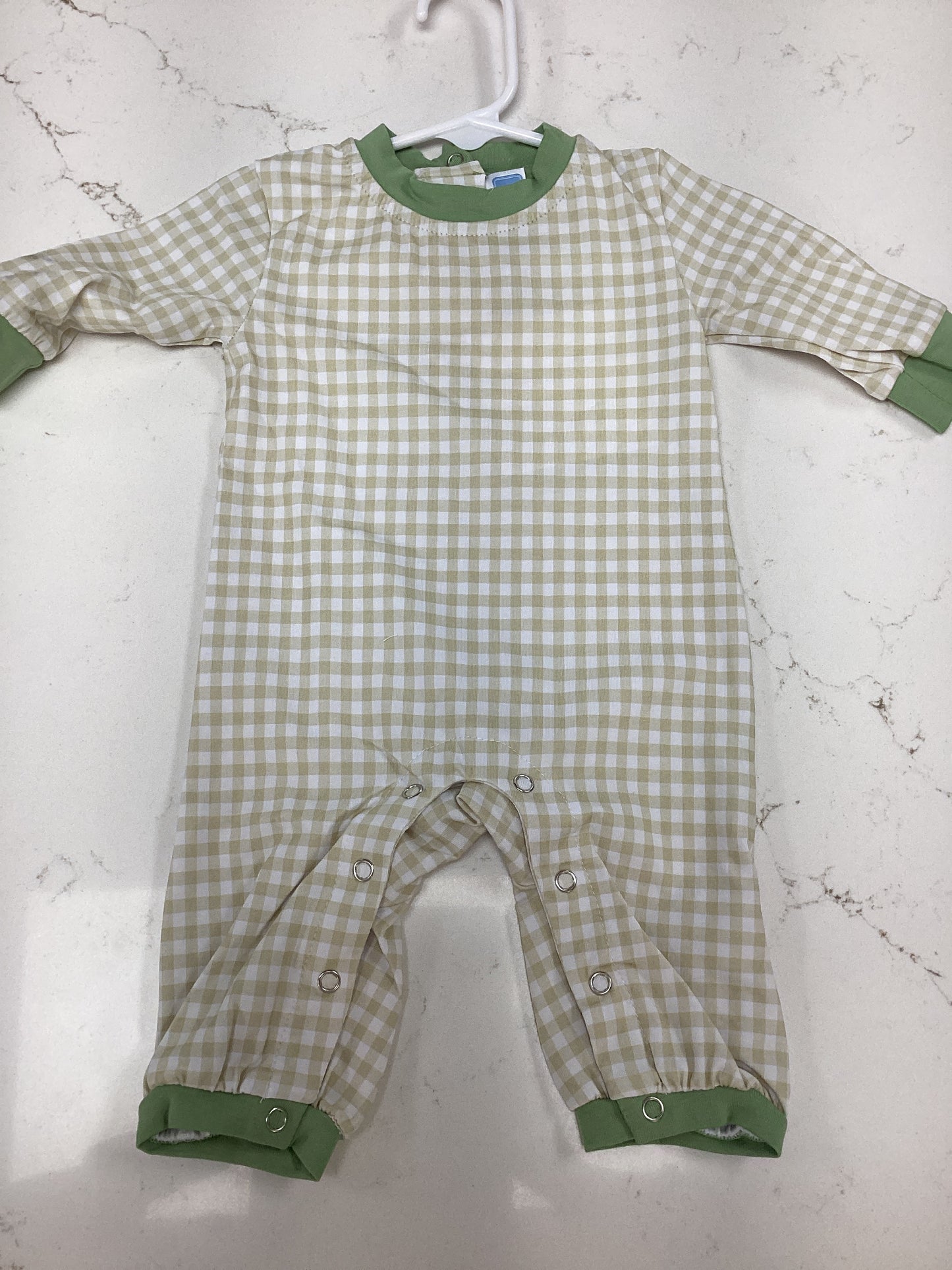 TS Tan Gingham Boys Romper