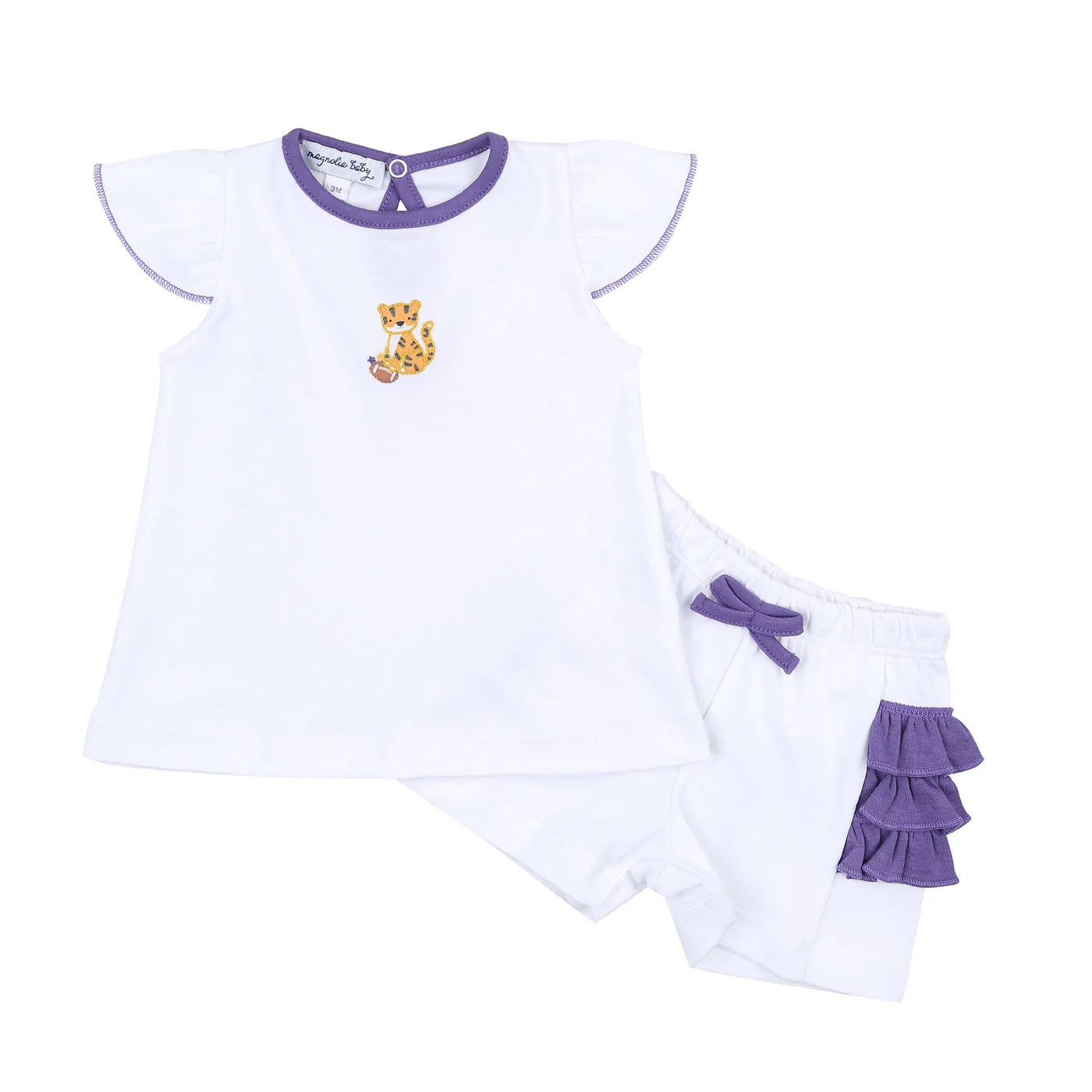 TIGER FOOTBALL FLUTTERS SHORT SET - PURPLE/GOLD