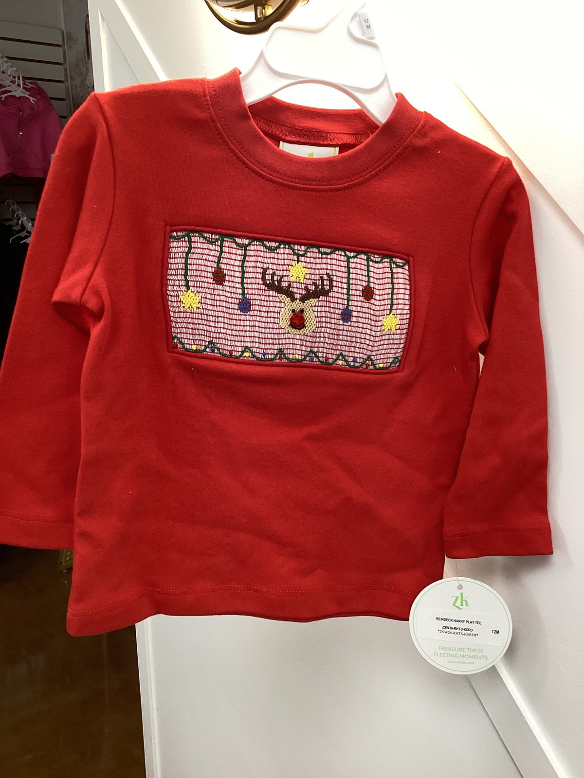 Red Smocked Reindeer Boys Pant Set