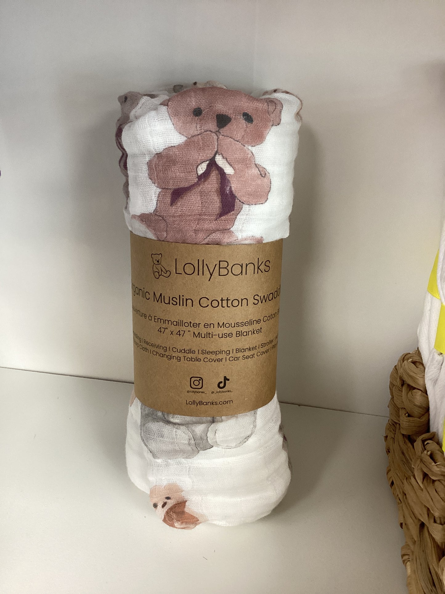 LB Teddy Bear Muslin Swaddle