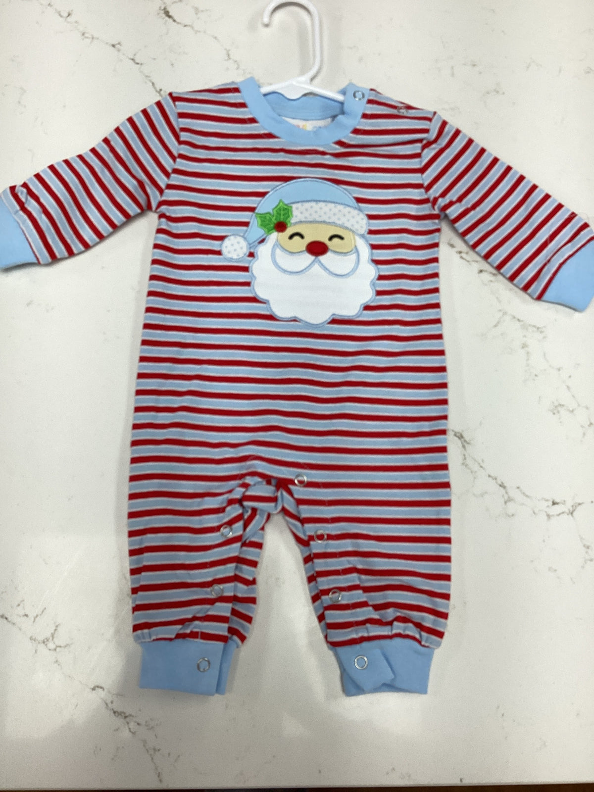 JB Red&Blue Striped Santa Romper