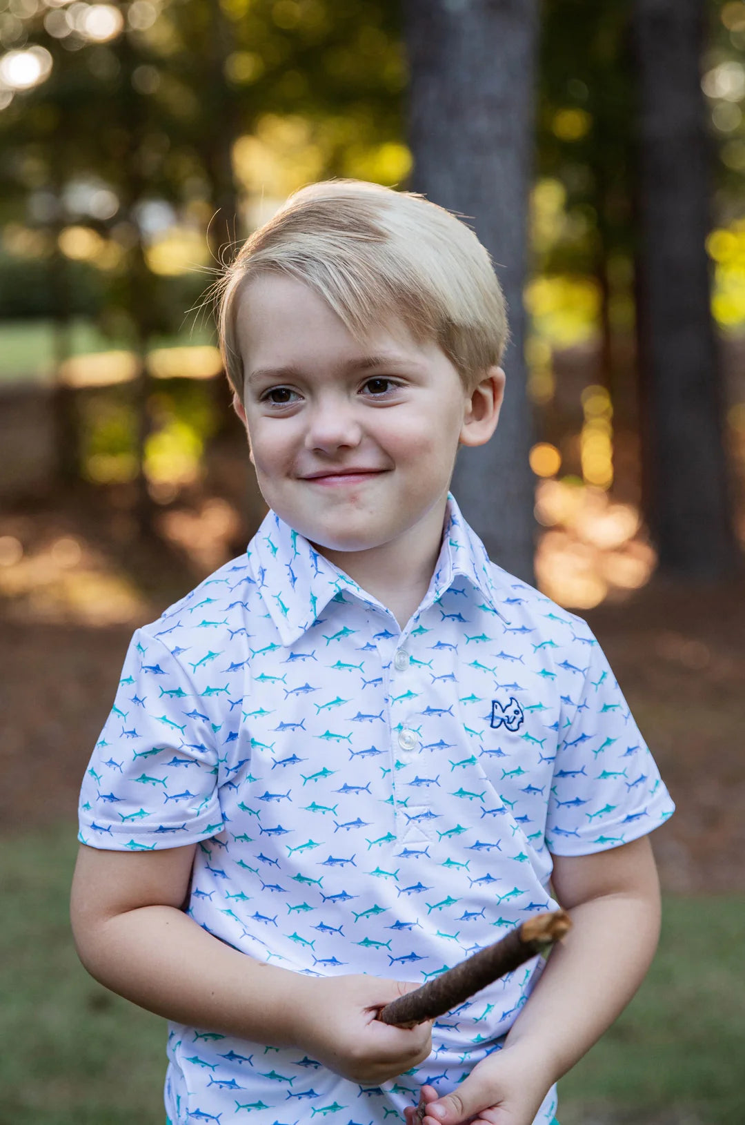 Fish Print SS Performance Polo