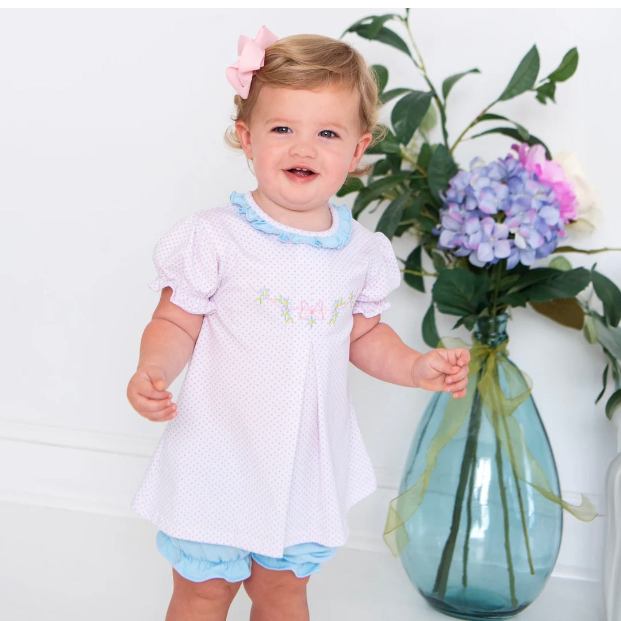 Flower Embroidery Bloomer Set