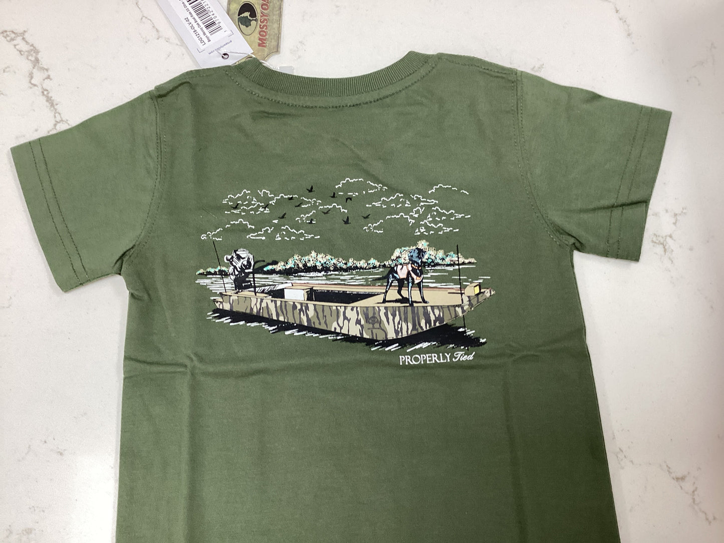 Boys Mossy Oak Boat Ride SS Olive
