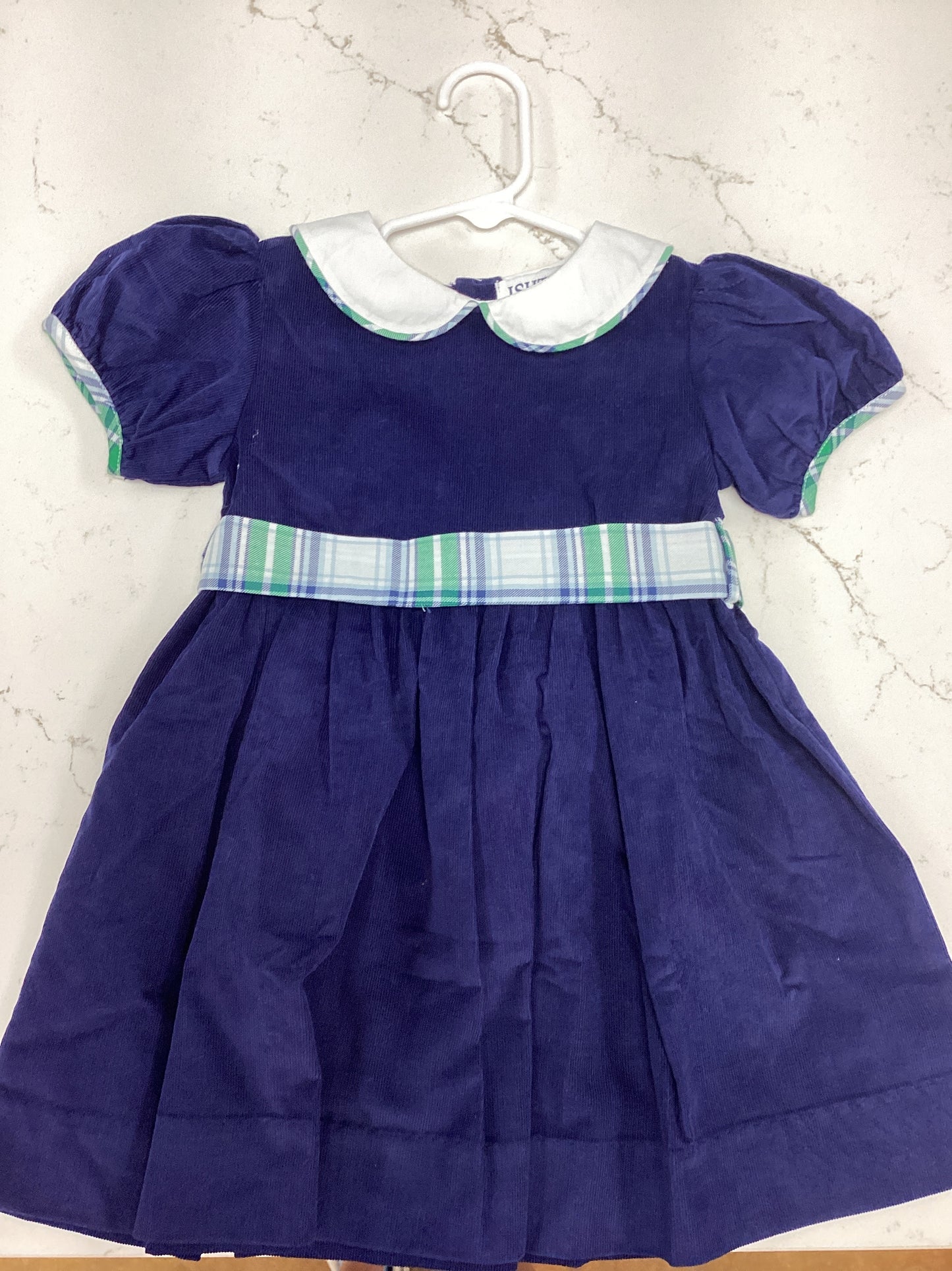Navy & Green Plaid Dress