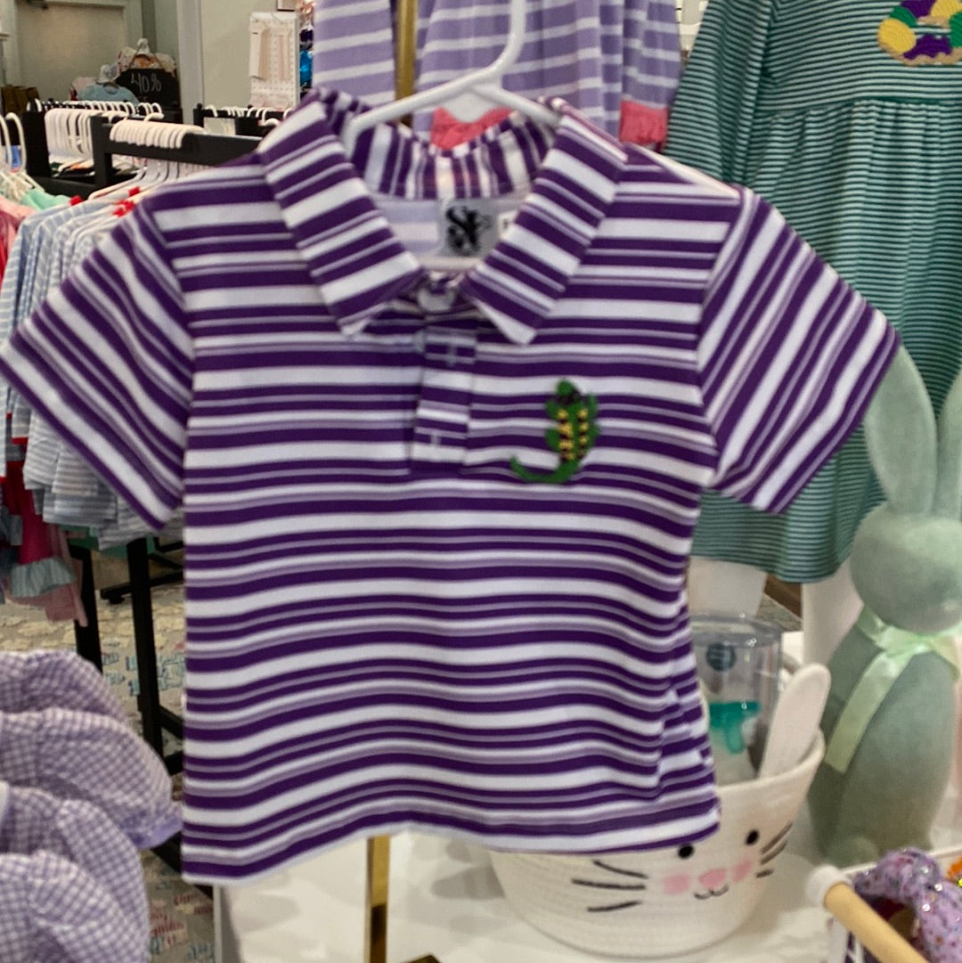 Mardi Gras French Knot Polo Gator