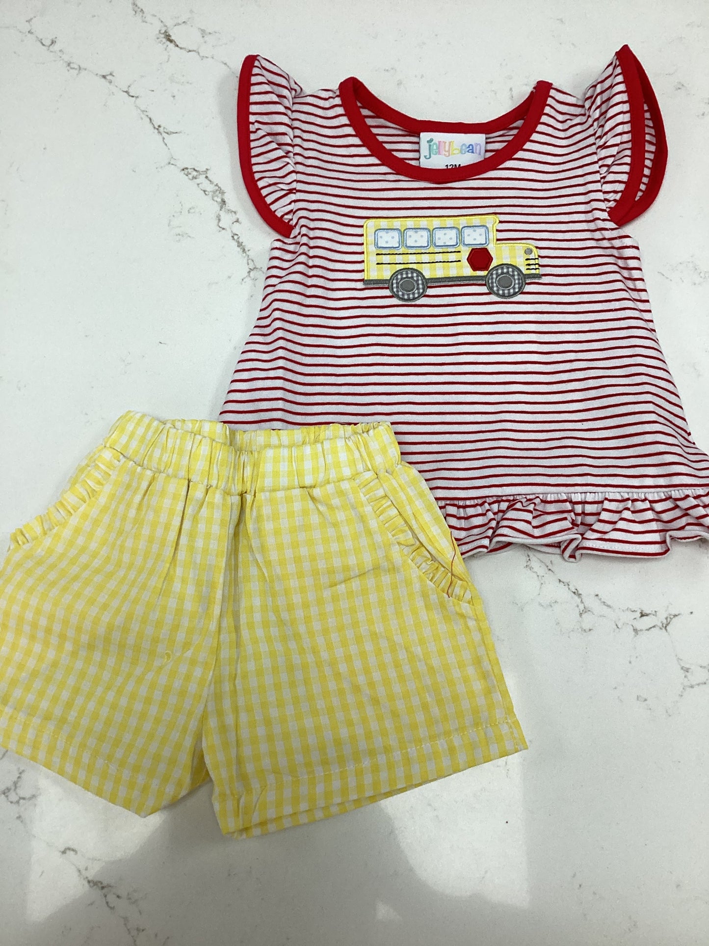 JB Striped School Bus Girls Short Set