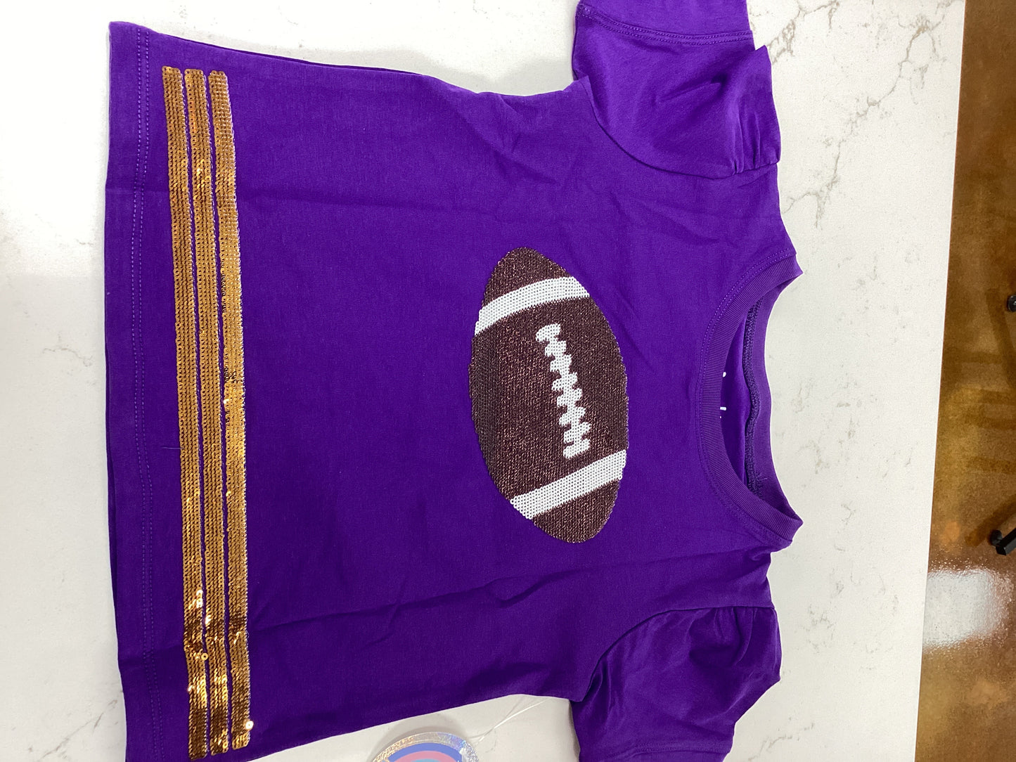 Azarhia Sequin Football Purple Tee
