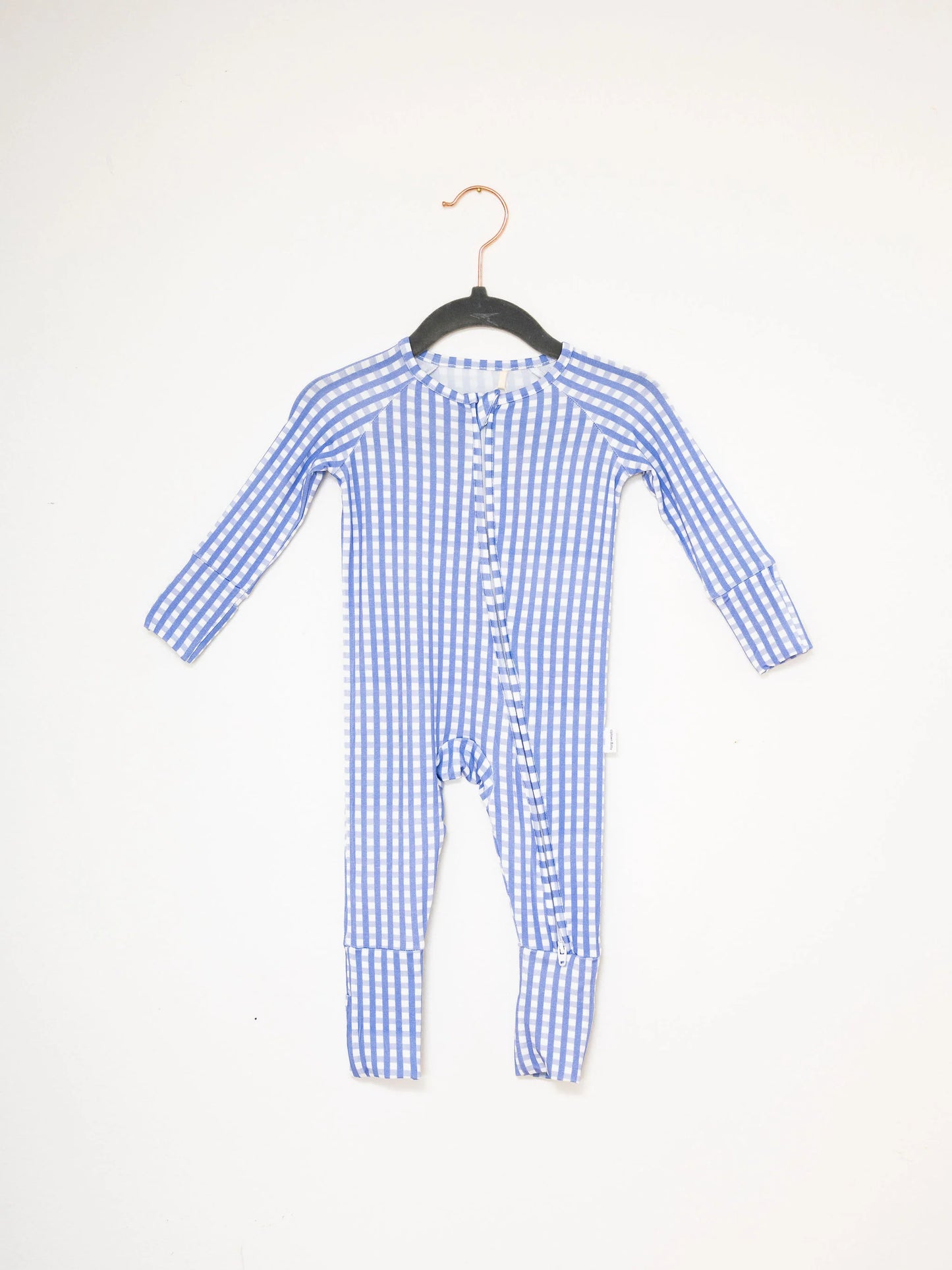 Blue Gingham Sleep Romper