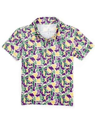 PP Boys Mardi Gras Camo Polo