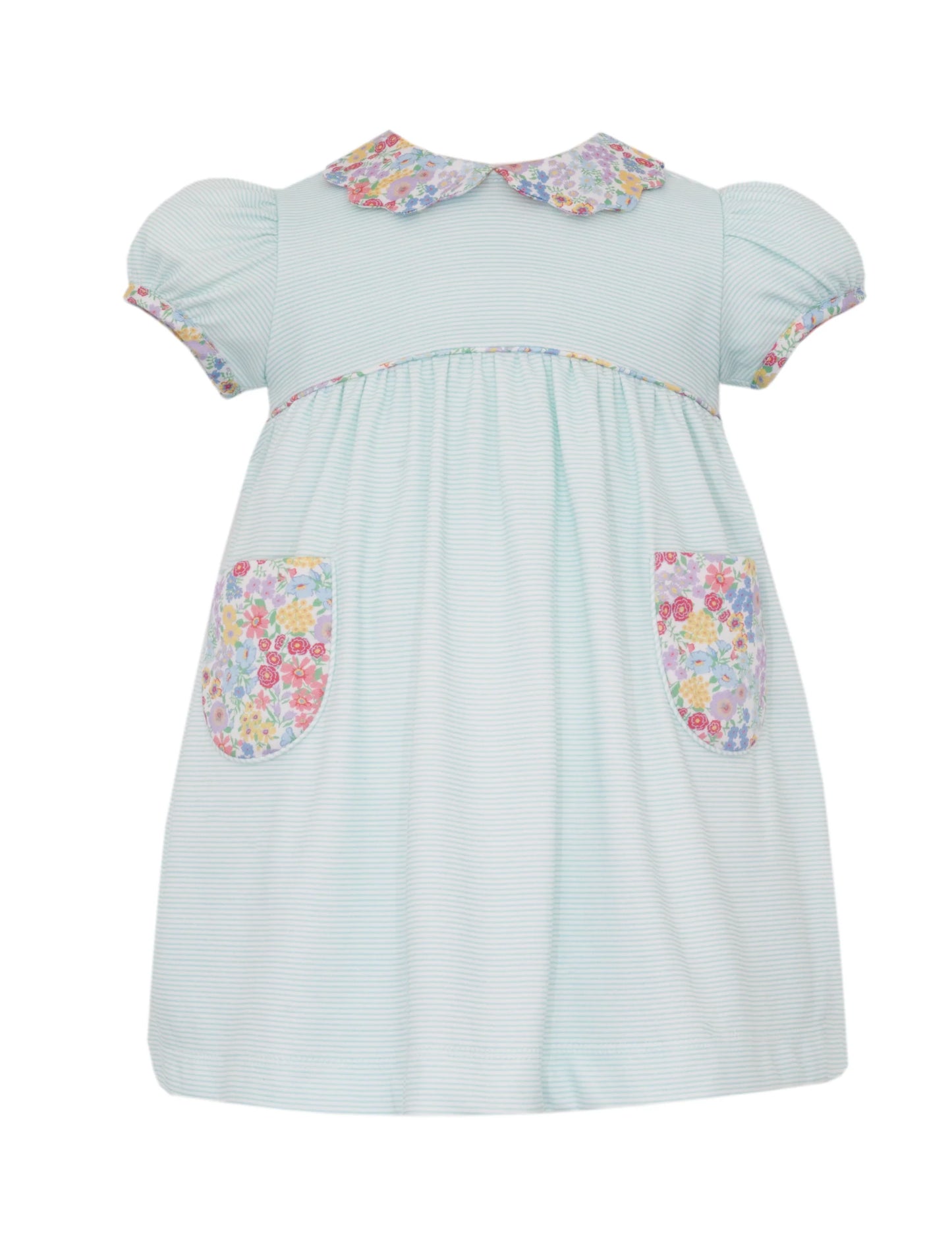 Aqua Knit Stripe Floral Dress