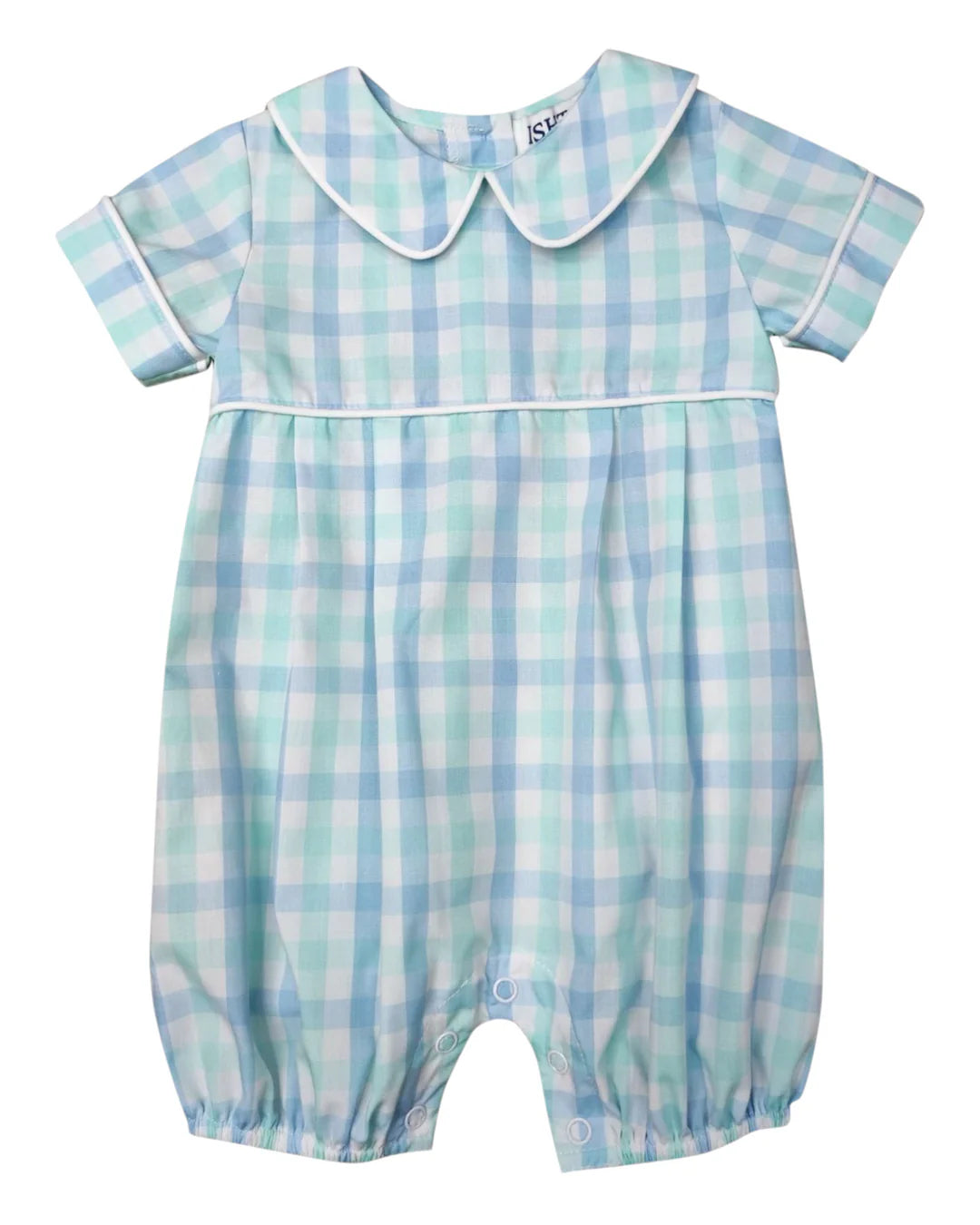 Blue Plaid Boys Bubble Romper