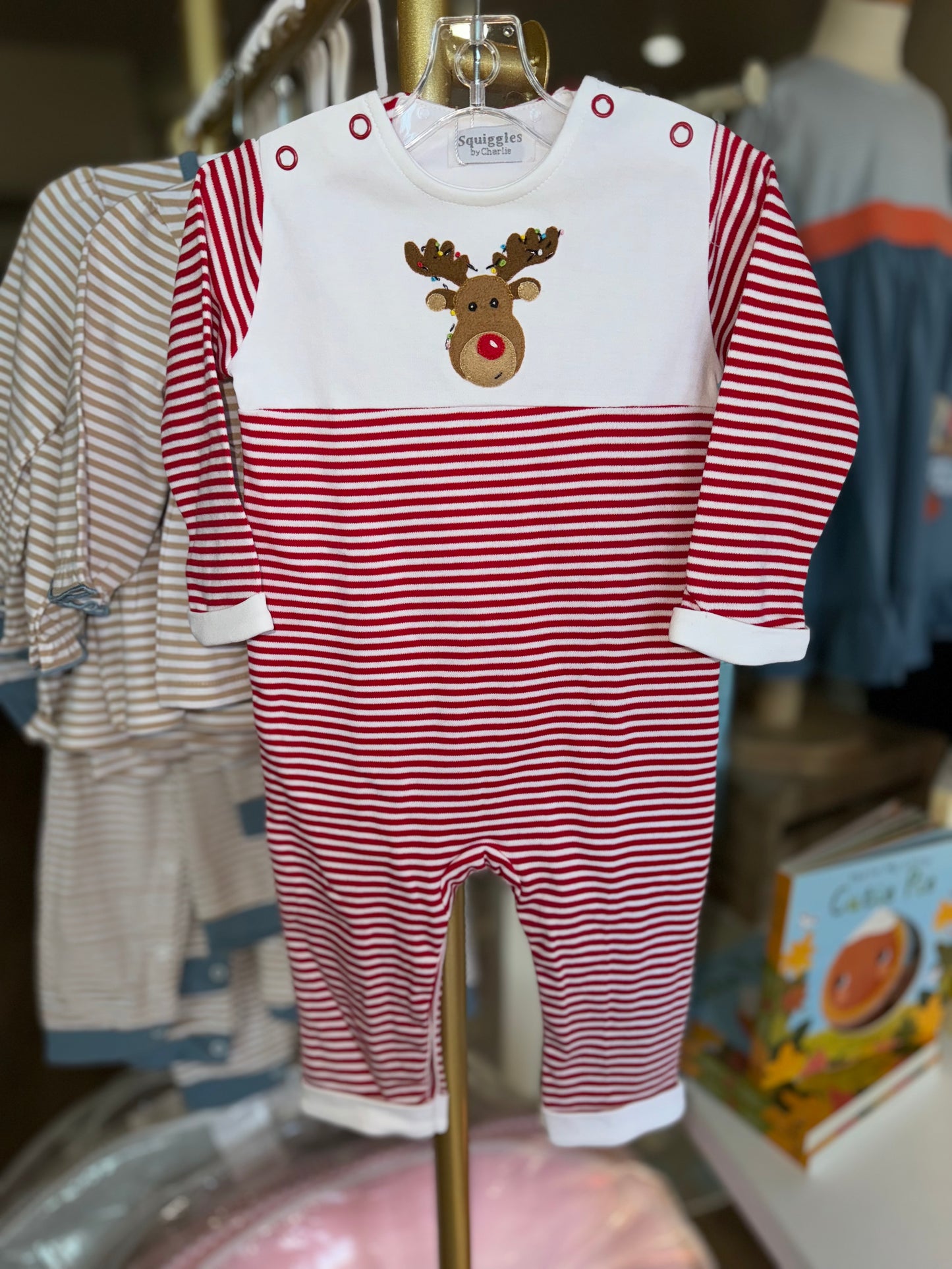 Squiggles Reindeer Romper LS