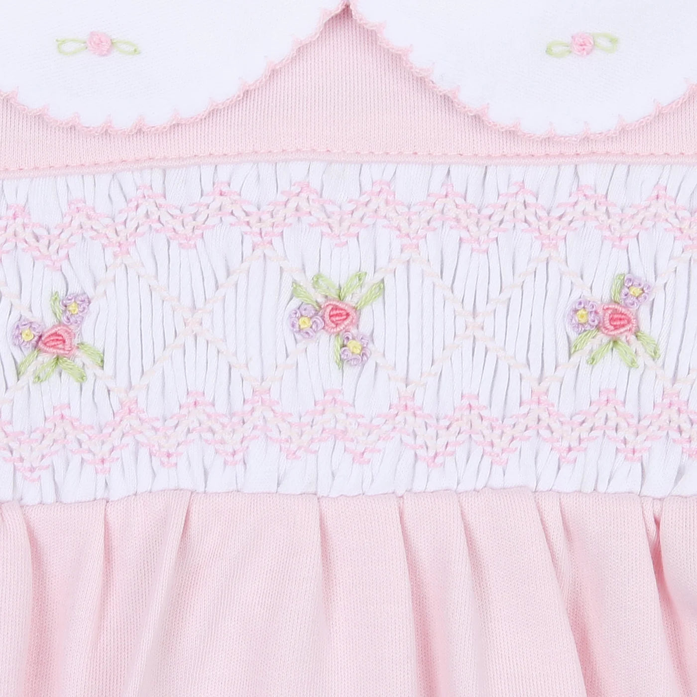 FREYA & FINN SMOCKED LONG SLEEVE BUBBLE - PINK