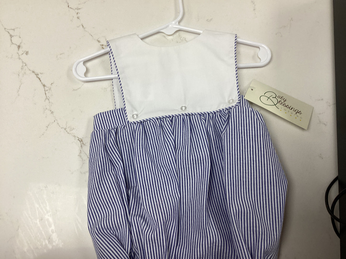 Baby Blessings Blue Stripe Bubble