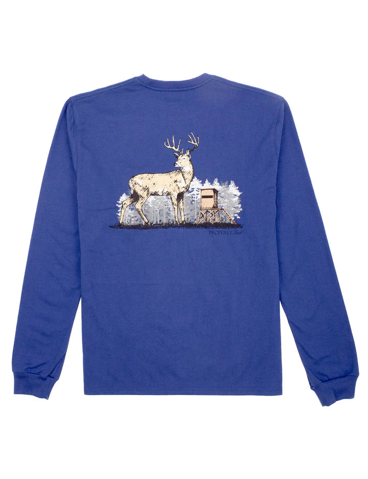 PP Boys Deer Season LS River Blue Tee