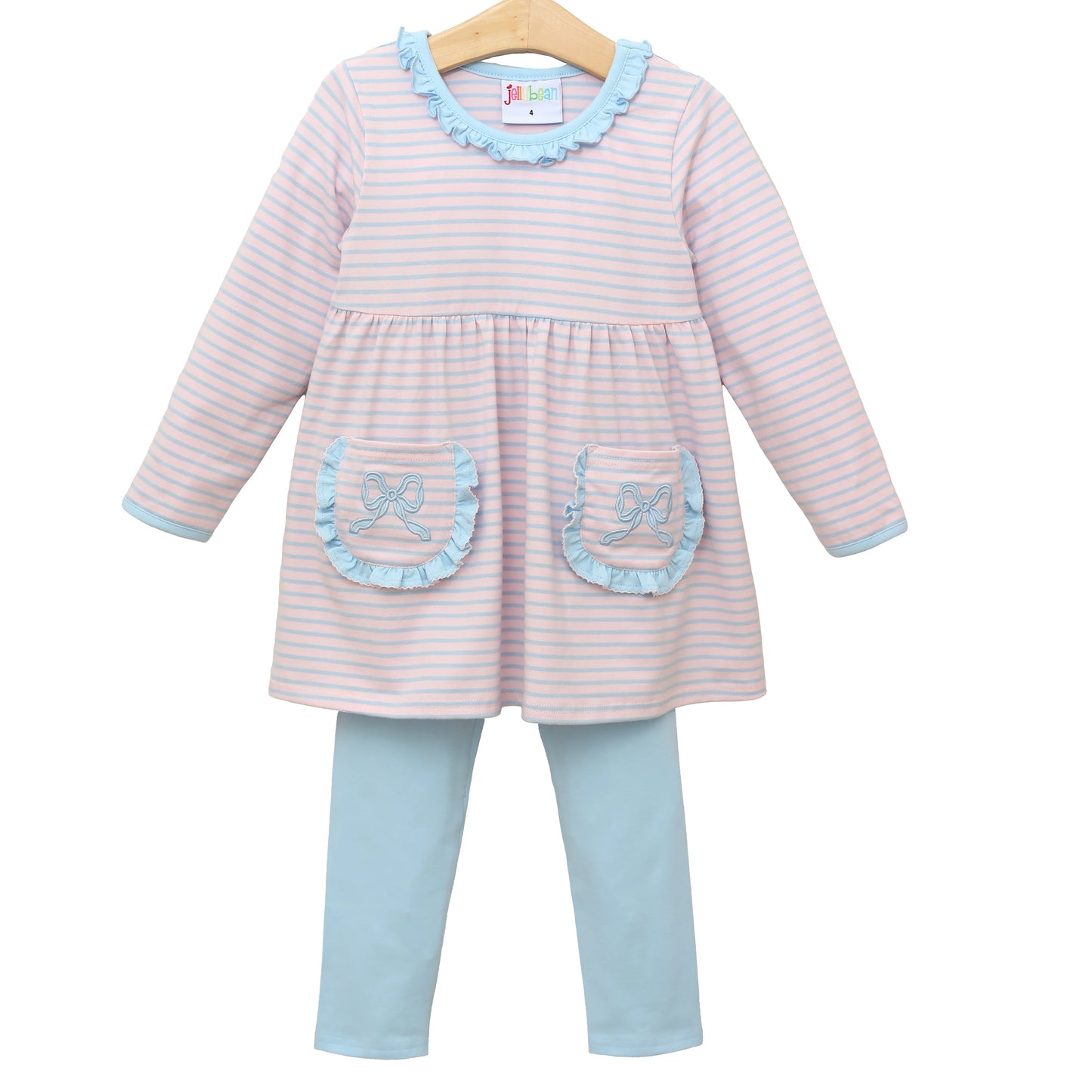 Pink & Blue Bow Pocket Legging Set