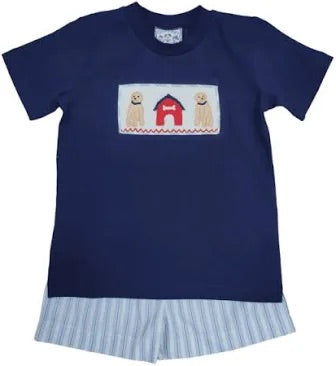 Puppy Pal Smocked Boy Shorts Set- Three Sisters
