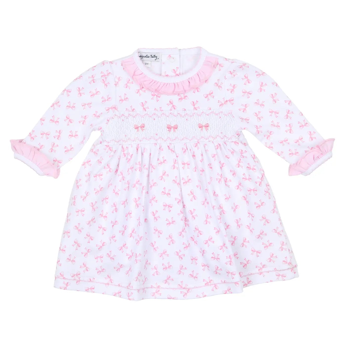 Baby Bows Smocked Ruffle L/S Dress Set