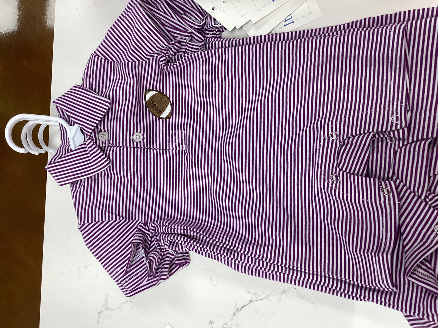 Boys Stripped Football Romper