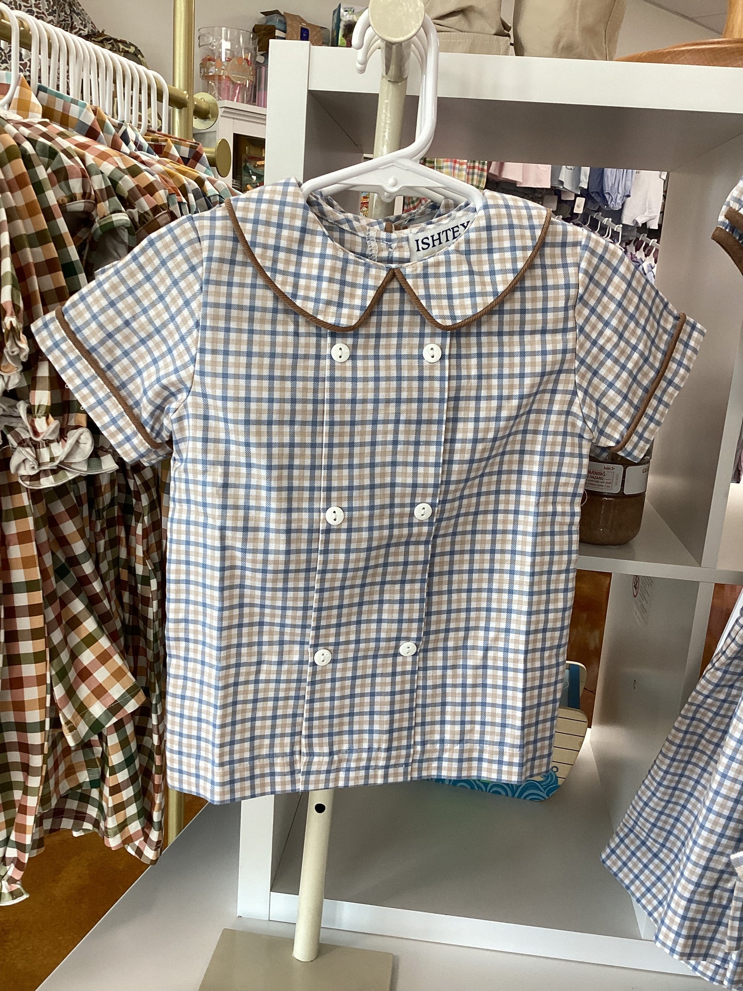 Ishtex Fall Gingham Boys Short Set