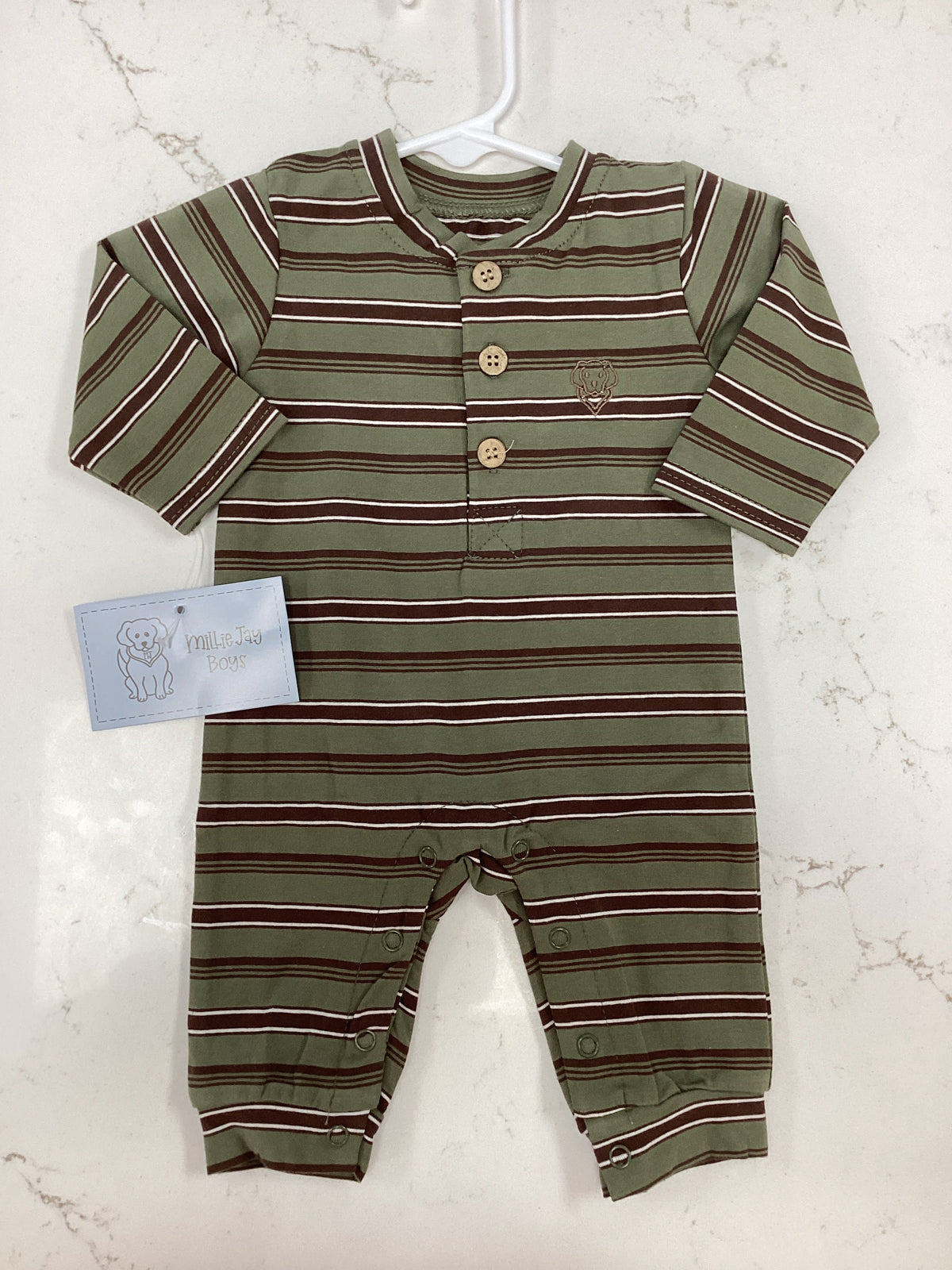 MJB Green&Brown Striped Romper