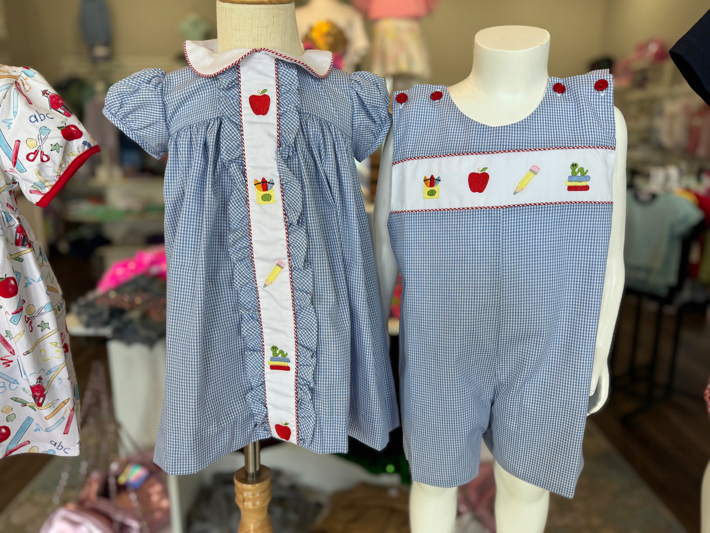 BTS LT Blue Gingham Embroidery Shortall