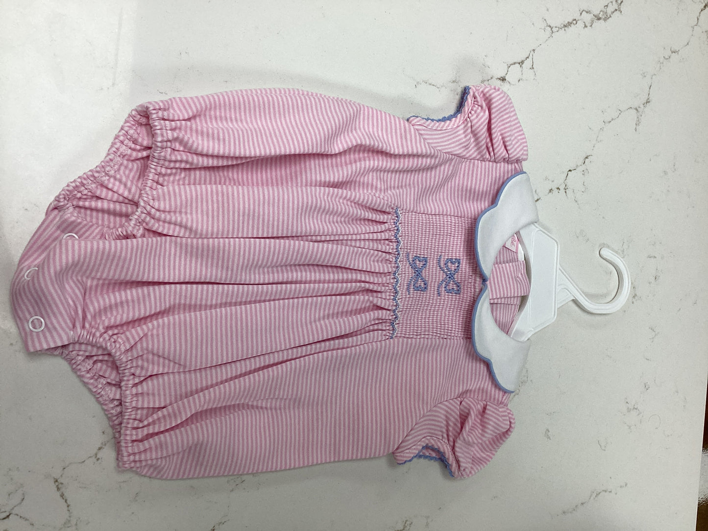 Petit Bebe Pink Bow Stripe Bubble