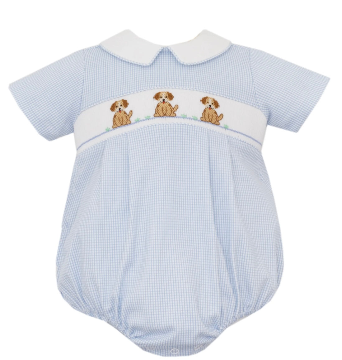 Puppies Blue Check Knit Bubble