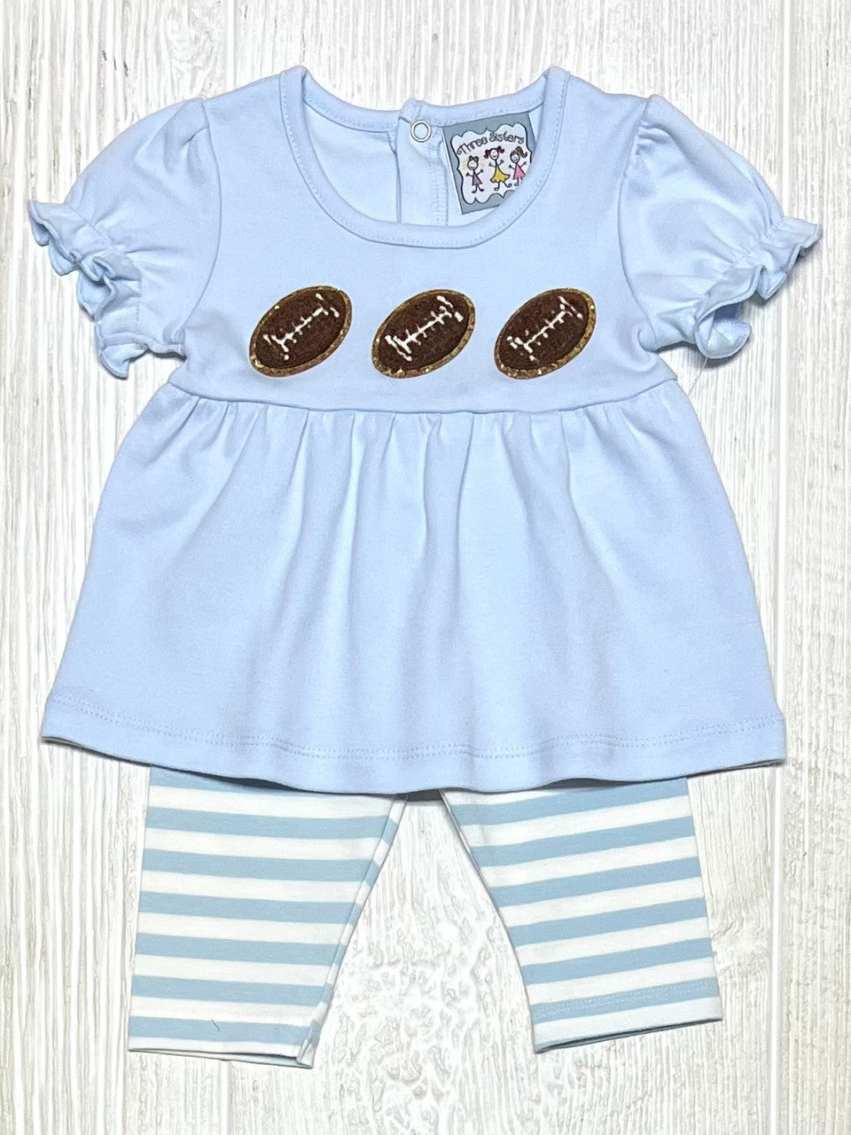 Light Blue Football Girls Leggings Set