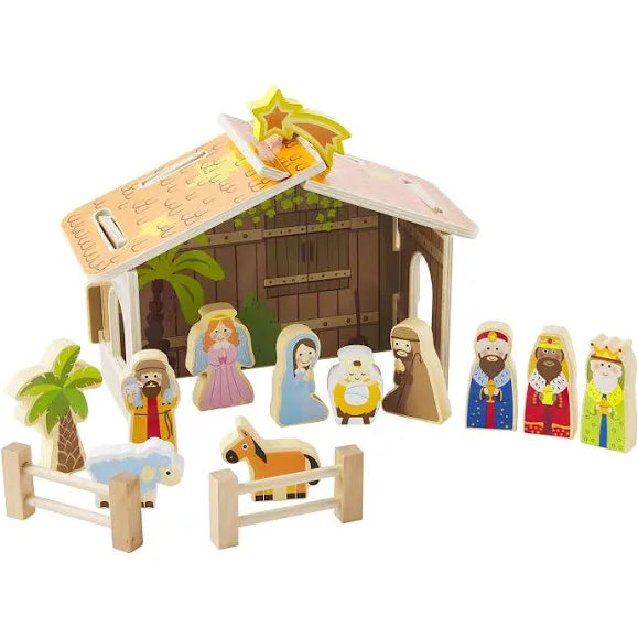 19 Nativity Wood Pieces Set