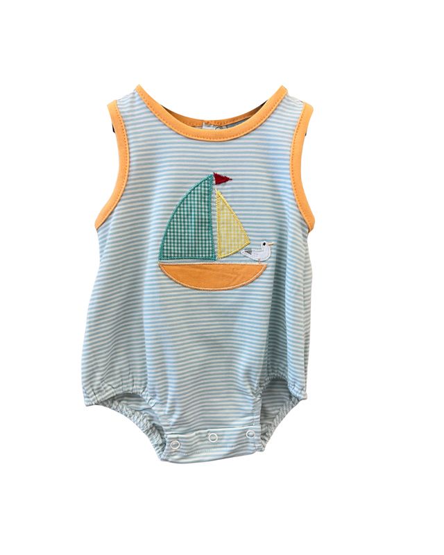 Sailboat Appliqué Boys Bubble TS