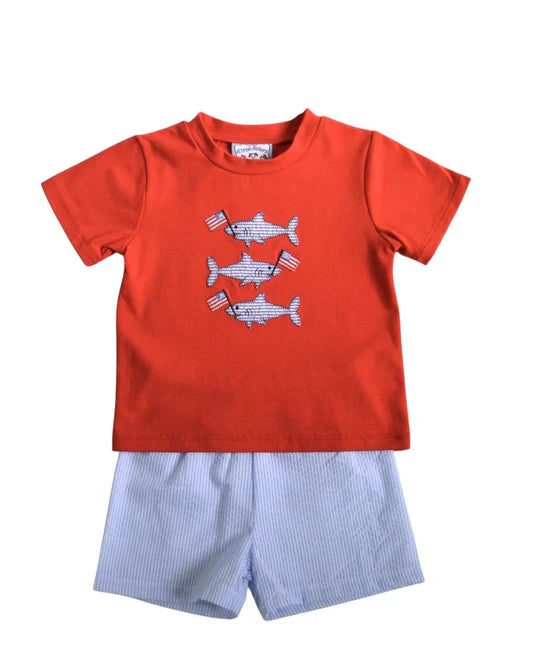 Patriotic Sharks Boy Short Set TS