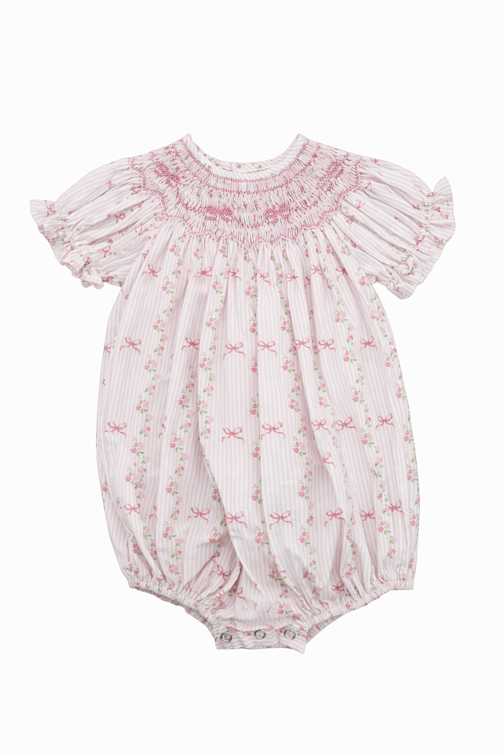Brittany Stripe Bow Smock Dress/Bubble