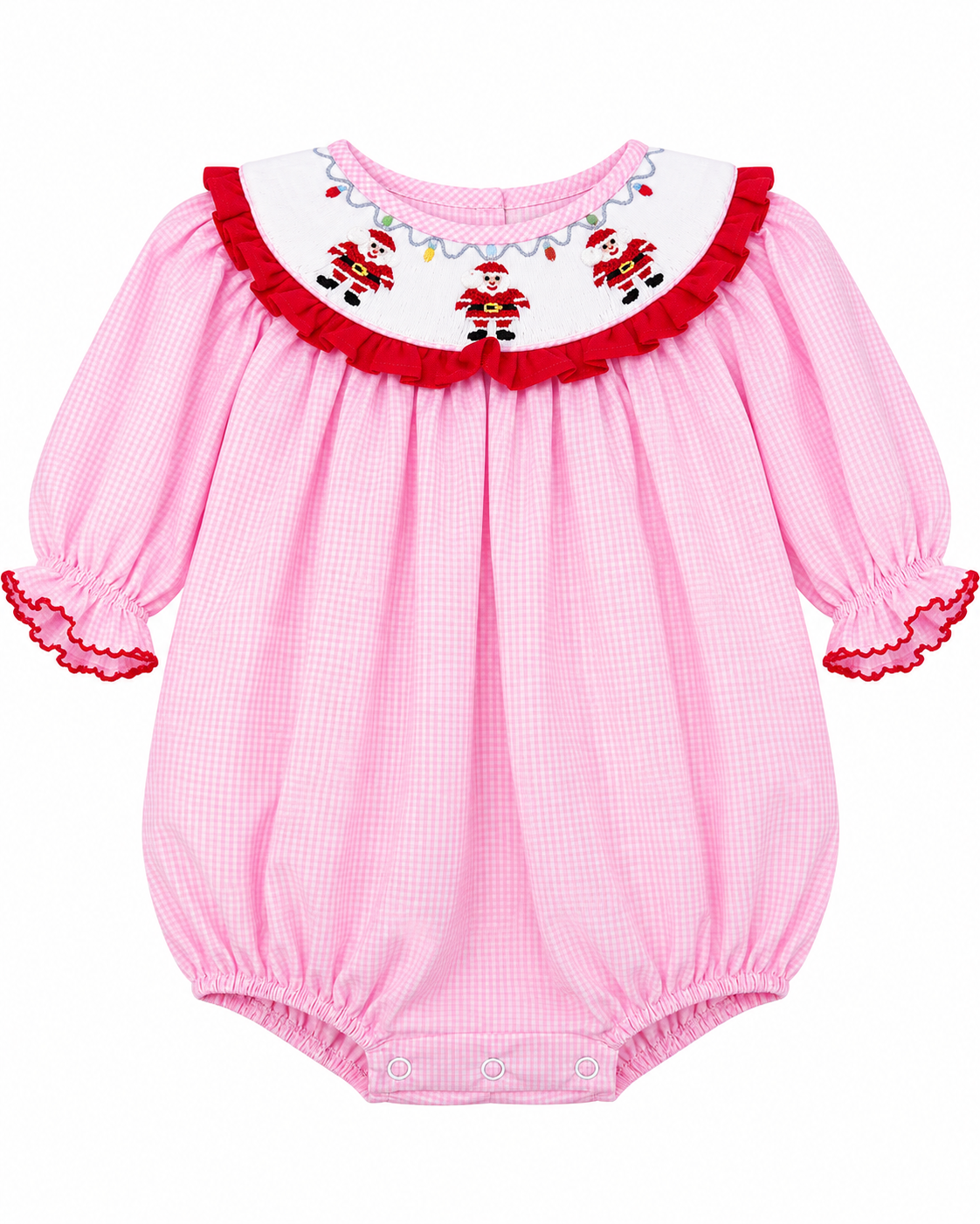 TS Santa Lights Smocked Bubble