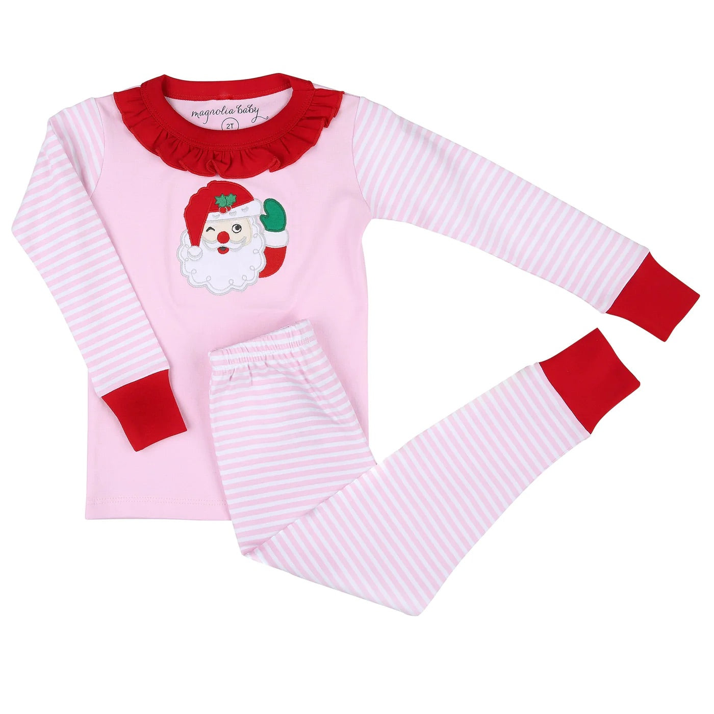 Winking Santa Ruffle Long PJs